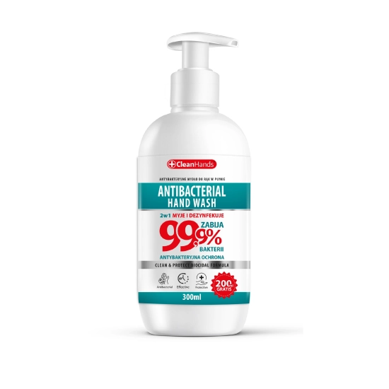 CLEANHANDS Hand Wash Mydło antybakteryjne w płynie Bio formuła 99,9% 300 ml