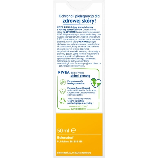 NIVEA SUN Shine Control Krem matujący do twarzy SPF50 50 ml