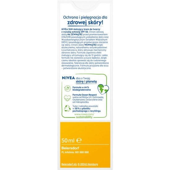 NIVEA SUN Shine Control Matujący krem koloryzujący do twarzy Light Tinted SPF50 50 ml