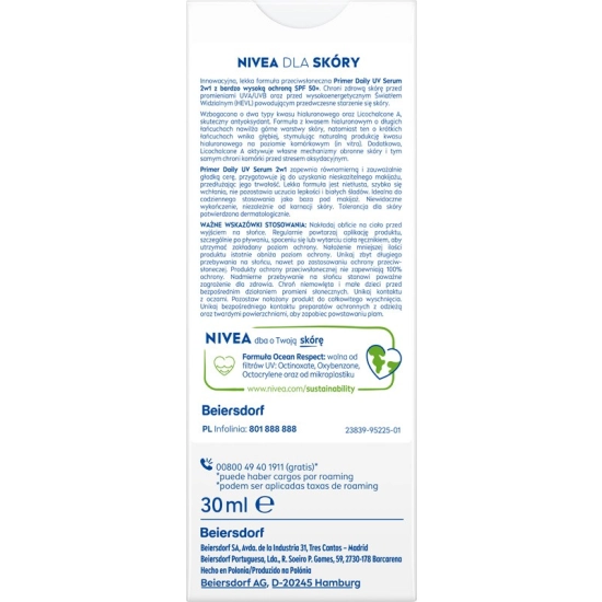 NIVEA SUN Primer Daily UV Serum do twarzy 2w1 SPF50 30 ml