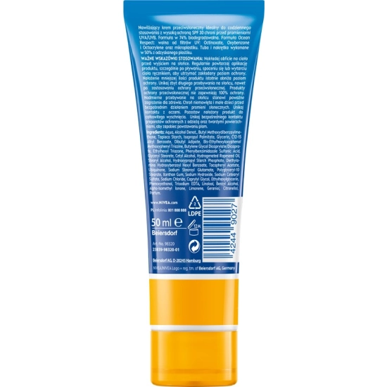 NIVEA SUN Facial Sunscreen Lekki krem nawilżający do twarzy SPF30 50 ml
