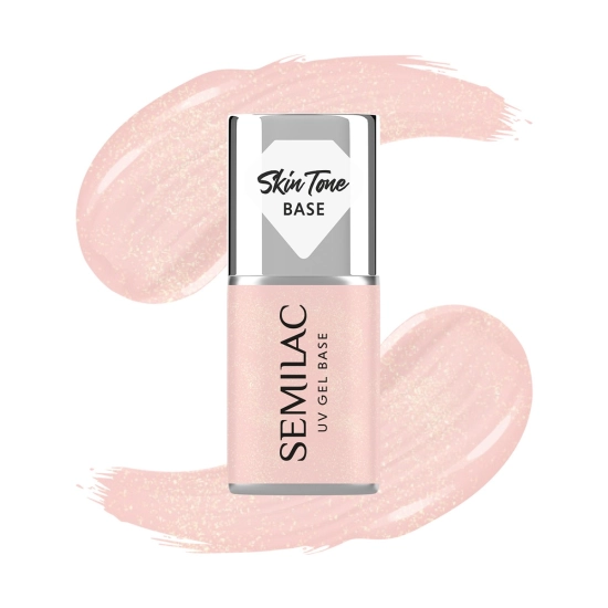 SEMILAC Skin Tone Baza coverowa do lakierów hybrydowych półtransparentna Glitter Peach 7 ml