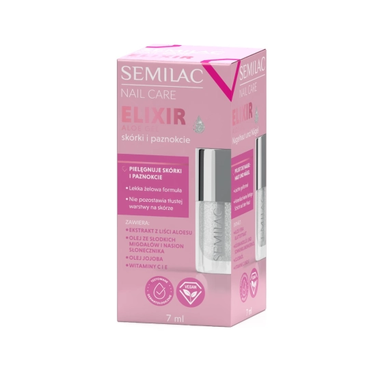 SEMILAC Nail Care Żelowy eliksir do skórek i paznokci Aloe 7 ml