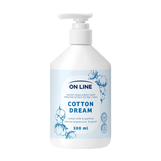 ON LINE Kremowe mydło do rąk i ciała Mleczko bawełniane&Jaśmin 500 ml