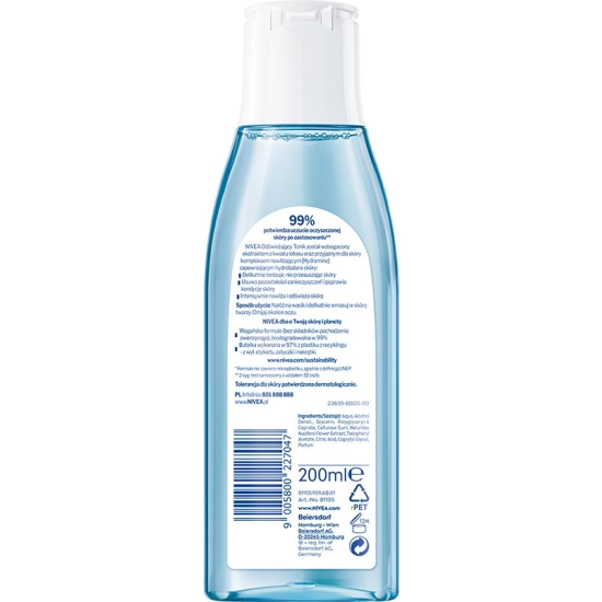 NIVEA Toner Refreshing Tonik odświeżający do cery normalnej i mieszanej 200 ml