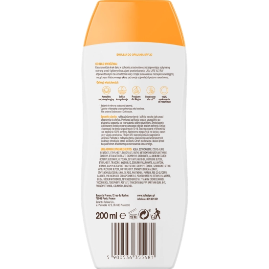 KOLASTYNA Ochrona i nawilżenie Emulsja do opalania SPF 20 200 ml