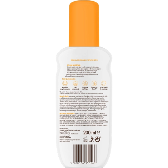 KOLASTYNA Ochrona i nawilżenie Emulsja do opalania w sprayu SPF15+ 200 ml