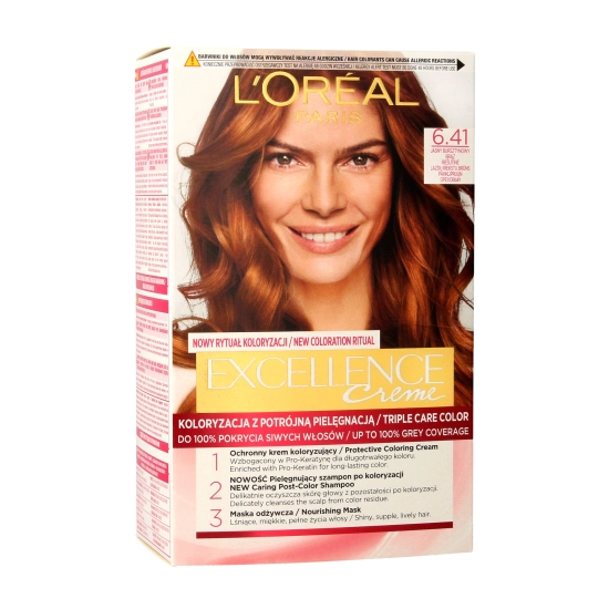 Loreal Excellence Creme Krem koloryzujący 6,41 Jasny Bursztynowy Brąz