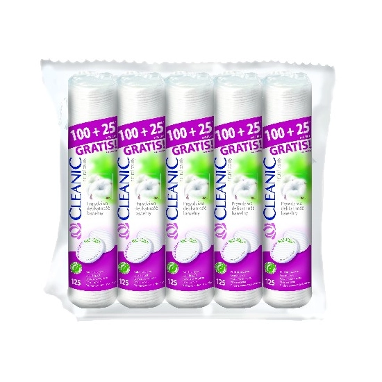 Cleanic Płatki kosmetyczne Pure Effect Okrągłe 5 x 125 szt