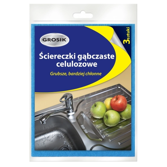 Sarantis Jan Niezbędny Grosik Ściereczki Gąbczaste Celulozowe 3 sztuki