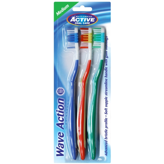 Beauty Formulas Active Oral Care Szczoteczka Wave Action średnia  1 op.-3szt