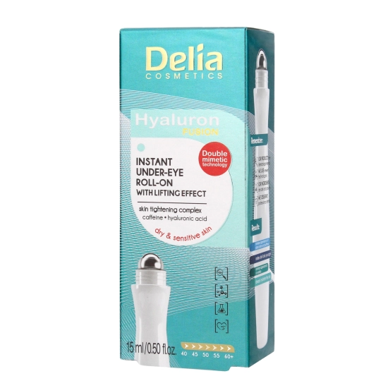 Delia Cosmetics Hyaluron Fusion 50+ Roll-on liftingujący pod oczy  15ml