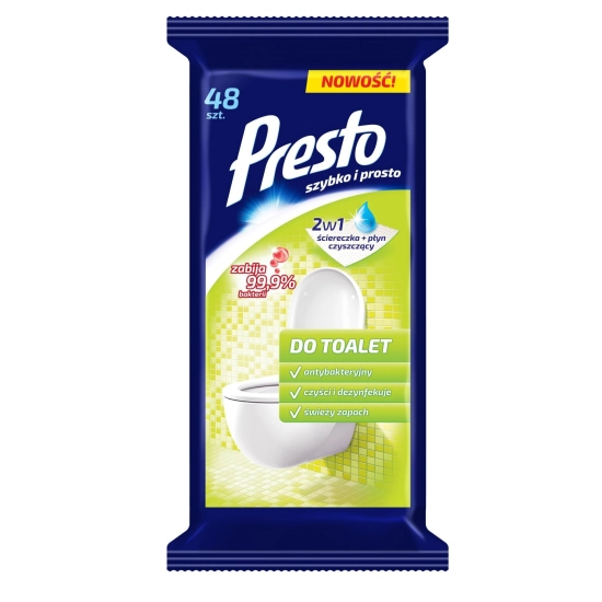 Presto Ściereczki czyszczące+płyn 2w1 do toalet  1op.-48szt