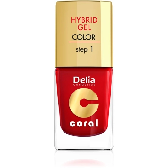 Delia Cosmetics Coral Hybrid Gel Emalia do paznokci nr 01 czerwony 11ml
