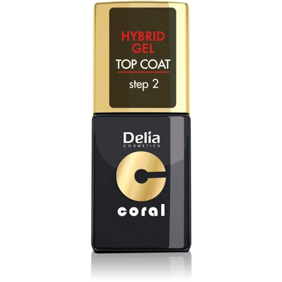 Delia Cosmetics Coral Hybrid Gel Emalia do paznokci Top Coat  11ml