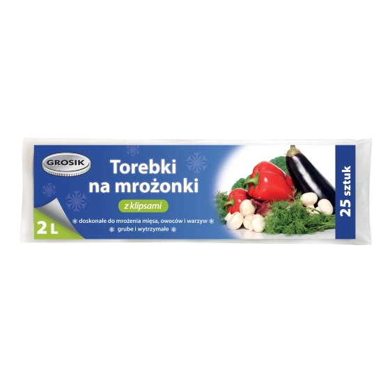 Sarantis Jan Niezbędny Grosik Torebki na mrożonki z klipsem 2L 1op.-25szt