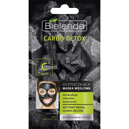 Bielenda Carbo Detox Czarny Węgiel Maska oczyszczająca do cery mieszanej i tłustej  8g