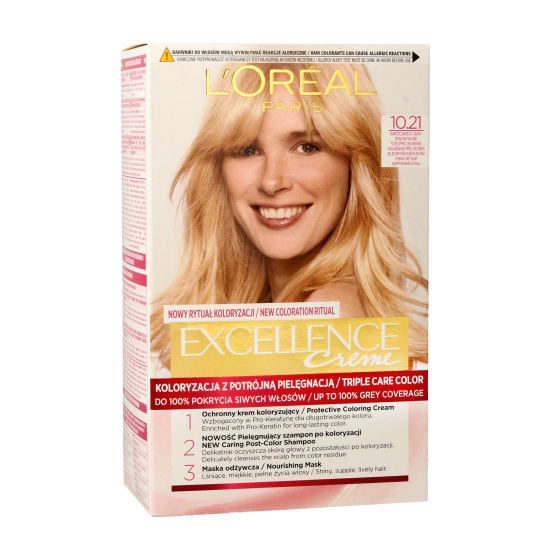 Loreal Excellence Creme Krem koloryzujący 10.21 bardzo jasny blond perłowy