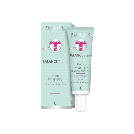 Floslek Balance T-Zone Krem korygujący z kwasami AHA i PHA na noc do cery mieszanej  50ml