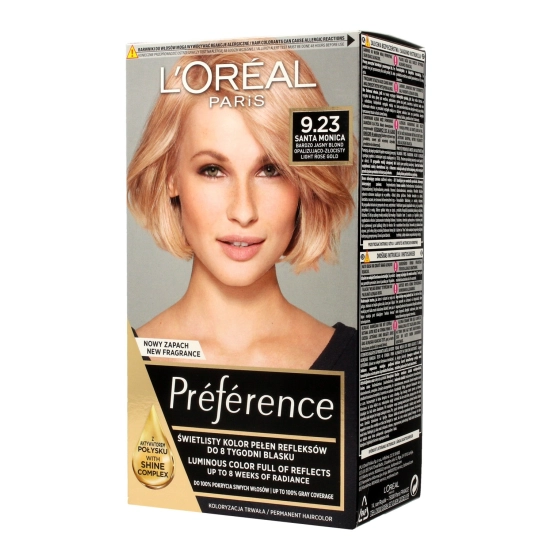 Loreal Farba Recital Preference 9.23 Bardzo Jasny Blond Opalizująco Złocisty  1op