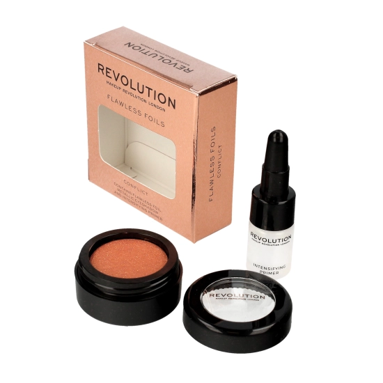 Makeup Revolution Flawless Foils Cień do powiek metaliczny+baza Conflict  1op.