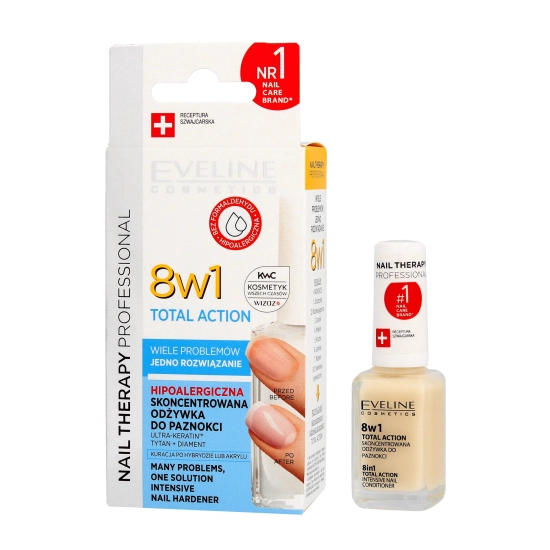Eveline Nail Therapy Lakier odżywka do paznokci 8w1 Total Action 12ml