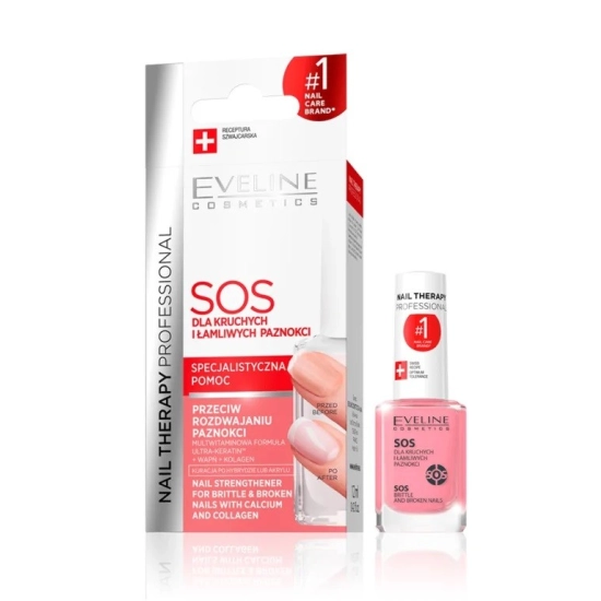 Eveline Nail Therapy Lakier odżywka SOS dla kruchych i łamliwych paznokci 12ml