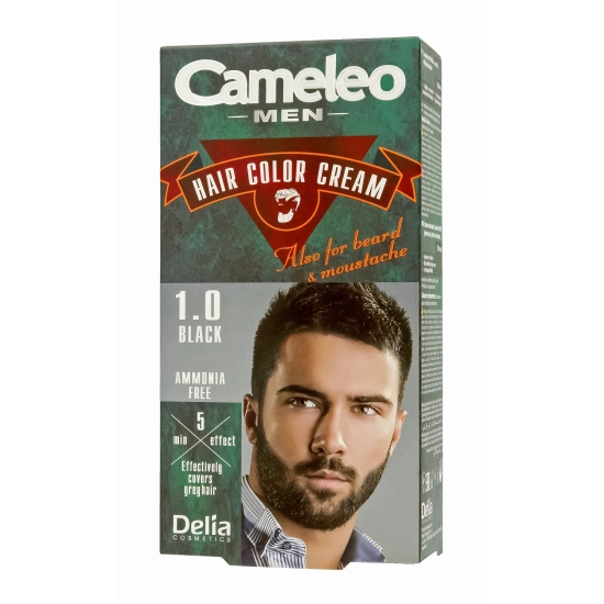 Delia Cosmetics Cameleo Men Krem koloryzujący do włosów,brody i wąsów nr 1.0 czarny  1op.